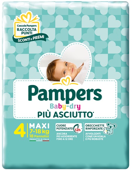PAMPERS BABY DRY PANNOLINI DOWNCOUNT MAXI 18 PEZZI - doctorpill.it