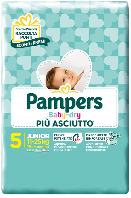 PAMPERS BABY DRY PANNOLINI DOWNCOUNT JUNIOR 16 PEZZI - doctorpill.it