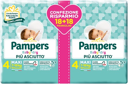 PAMPERS BABY DRY PANNOLINI DUO DOWNCOUNT MAXI 36 PEZZI - doctorpill.it