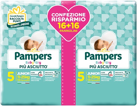 PAMPERS BABY DRY PANNOLINI DUO DOWNCOUNT JUNIOR 32 PEZZI - doctorpill.it