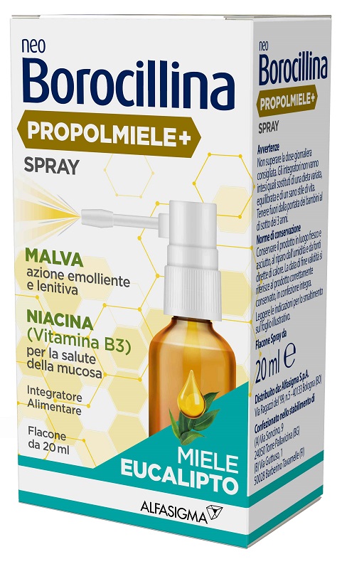 NEOBOROCILLINA PROPOLMIELE+ SPRAY MIELE EUCALIPTO 20 ML - doctorpill.it