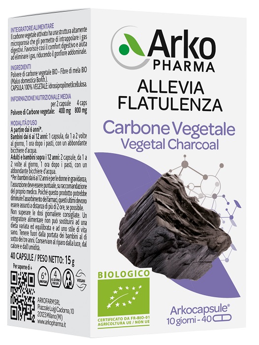 ARKO CAPSULE CARBONE VEGETALE BIO 40 CAPSULE - doctorpill.it