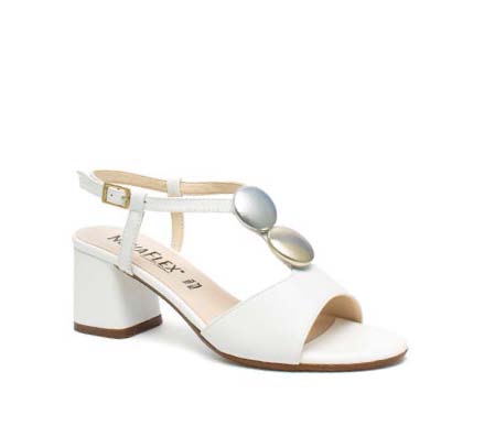 SANDALO DONNA PELLE FDO GOMMA NAPPA + BOTTONI CHARME BIANCO/PLATINO-AR LOMELLO 001 36 - doctorpill.it