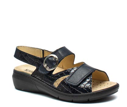 SANDALO DONNA PELLE FDO GOMMA BORA BORA + NAPPA BLU MANSUE 001 40 - doctorpill.it