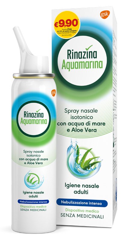 SOLUZIONE ISOTONICA RINAZINA AQUAMARINA ALOE INTENSA PROMO 100 ML - doctorpill.it