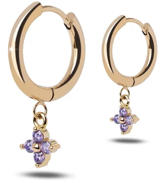 MJ POST 349 CERCHIETTO ORO CON PENDENTE FIORE VIOLA - doctorpill.it