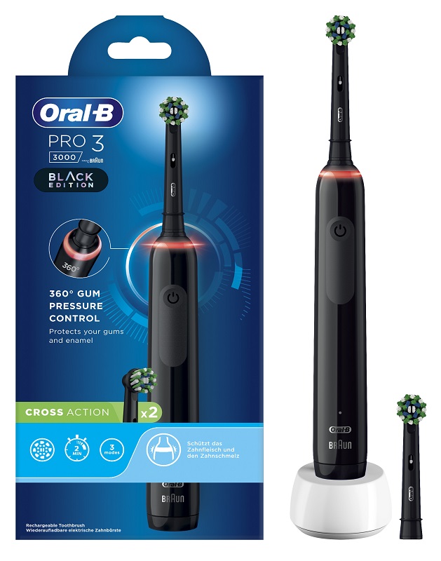ORAL-B PRO 3 BLACK SPAZZOLINO ELETTRICO + 2 REFILL - doctorpill.it