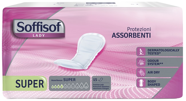 PANNOLONE PER INCONTINENZA SOFFISOF LADY AIR DRY SUPER 15 PEZZI - doctorpill.it