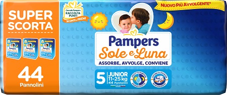 PAMPERS SOLE LUNA TRIO JUNIOR 44 PEZZI - doctorpill.it