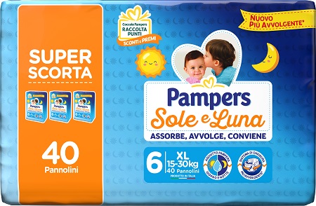 PAMPERS SOLE LUNA TRIO XL 40 PEZZI - doctorpill.it