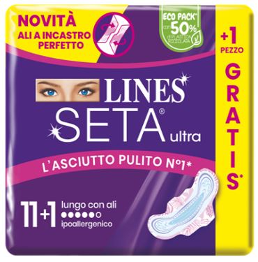 LINES SETA ULTRA ASSORBENTI LUNGO ALI CP 11+1 PEZZI - doctorpill.it