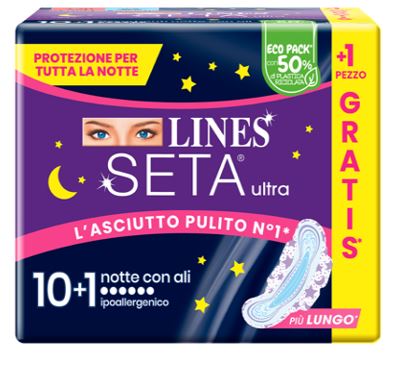 LINES SETA ULTRA ASSORBENTI NOTTE CP 10+1 PEZZI - doctorpill.it