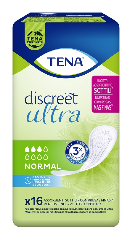 PANNOLONE SAGOMATO TENA DISCREET ULTRA NORMAL 16 PEZZI - doctorpill.it