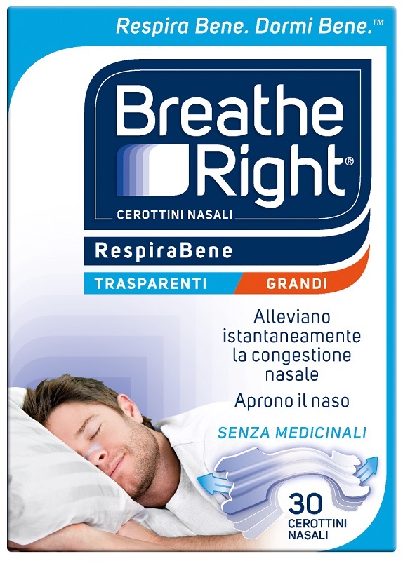 CEROTTI NASALI BREATHE RIGHT TRASPARENTI GRANDI 30 PEZZI - doctorpill.it