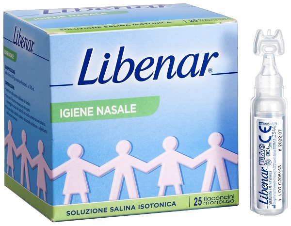 SOLUZIONE SALINA ISOTONICA 0,9% LIBENAR PER IGIENE NASALE 25 FLACONCINI MONOUSO X 5 ML - doctorpill.it