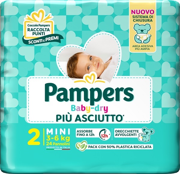 PAMPERS BABY DRY PANNOLINO DOWNCOUNT MINI 24 PEZZI - doctorpill.it