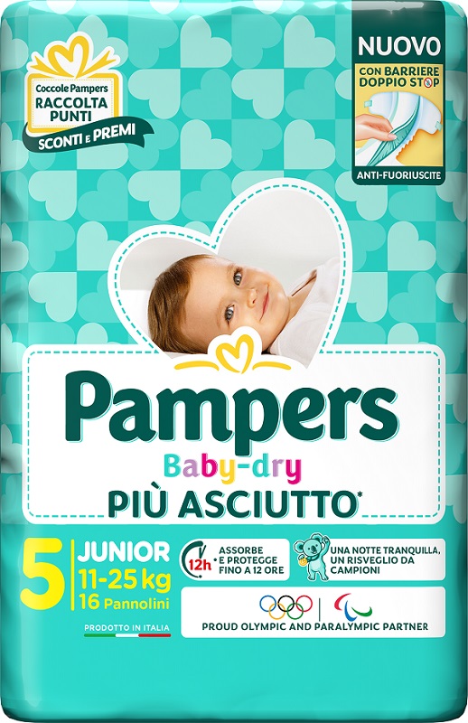 PAMPERS BABY DRY PANNOLINO DOWNCOUNT JUNIOR 16 PEZZI - doctorpill.it