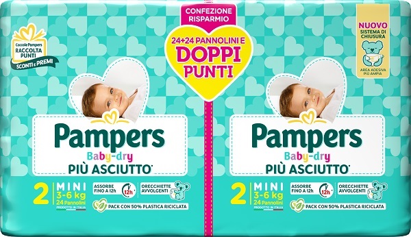 PAMPERS BABY DRY PANNOLINO DUO DOWNCOUNT MINI 48 PEZZI - doctorpill.it