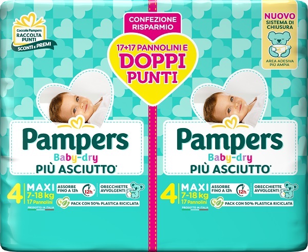 PAMPERS BABY DRY PANNOLINO DUO DOWNCOUNT MAXI 34 PEZZI - doctorpill.it