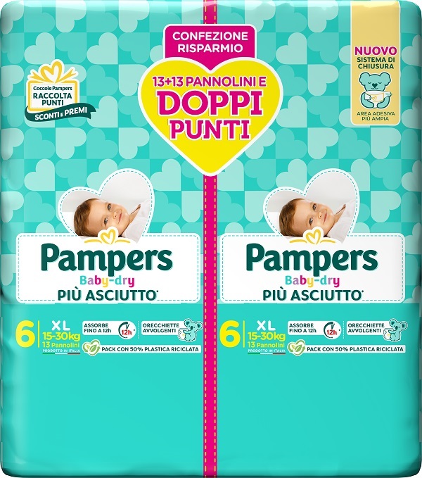 PAMPERS BABY DRY PANNOLINO DUO DOWNCOUNT XL 26 PEZZI - doctorpill.it