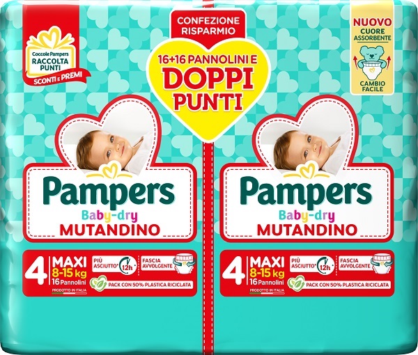 PAMPERS BABY DRY PANNOLINO MUTANDINA MAXI DUO DOWNCOUNT 32 PEZZI - doctorpill.it