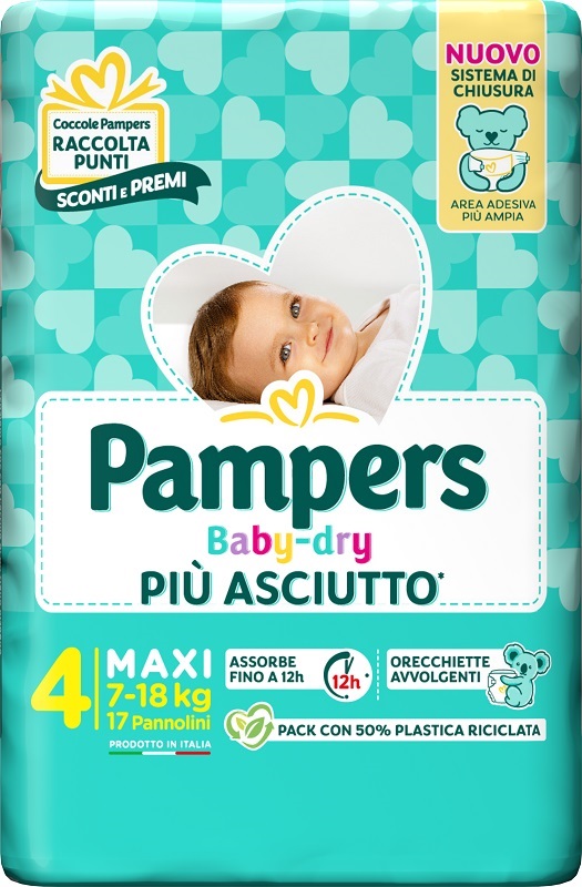 PAMPERS BABY DRY PANNOLINO DOWNCOUNT MAXI 17 PEZZI - doctorpill.it