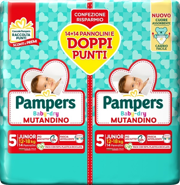 PAMPERS BABY DRY PANNOLINO MUTANDINA JUNIOR DUO DOWNCOUNT 28 PEZZI - doctorpill.it