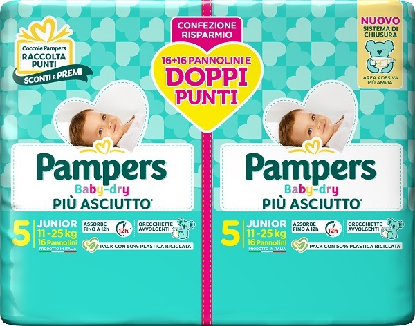 PAMPERS BABY DRY PANNOLINO DUO DOWNCOUNT JUNIOR 32 PEZZI - doctorpill.it