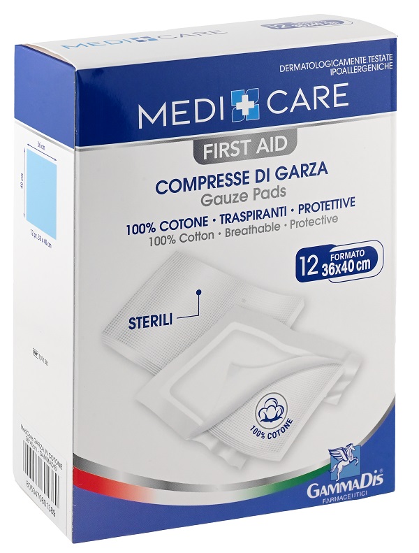 GARZA MEDICARE COTONE 36X40 CM 12 PEZZI - doctorpill.it