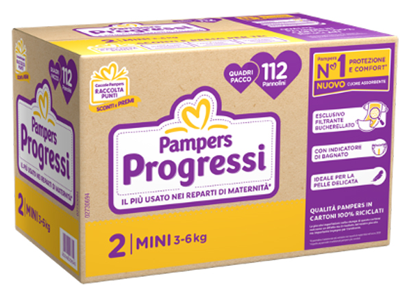 PAMPERS QUADRI PROGRESSI MINI 112 PEZZI - doctorpill.it