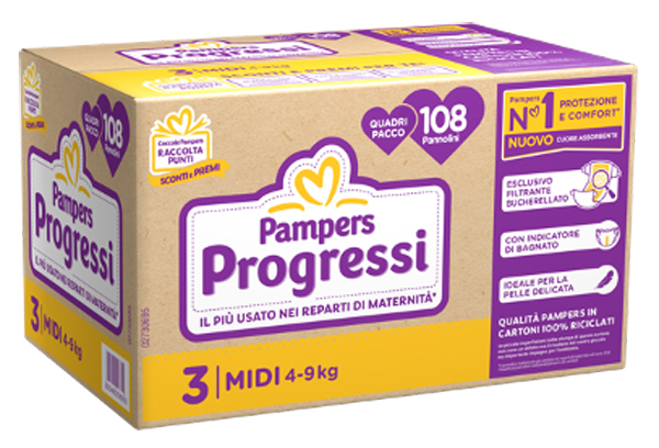 PAMPERS QUADRI PROGRESSI MIDI 108 PEZZI - doctorpill.it