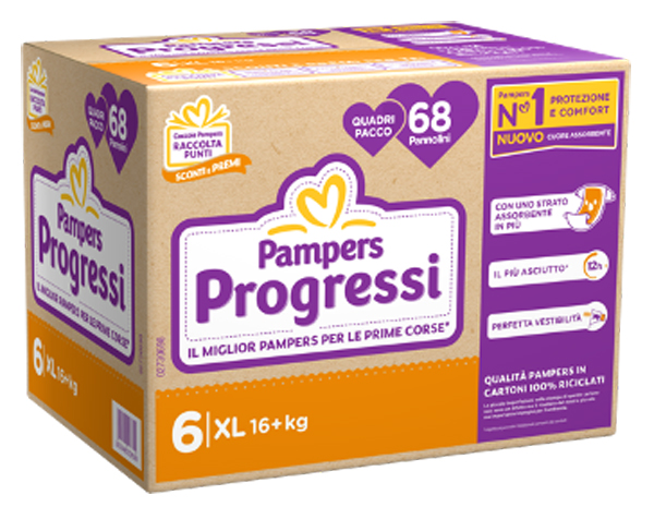 PAMPERS QUADRI PROGRESSI XL 68 PEZZI - doctorpill.it
