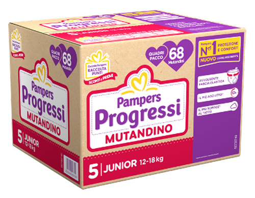 PAMPERS PROGRESSI MUTANDINA QUADRI JUNIOR 68 PEZZI - doctorpill.it