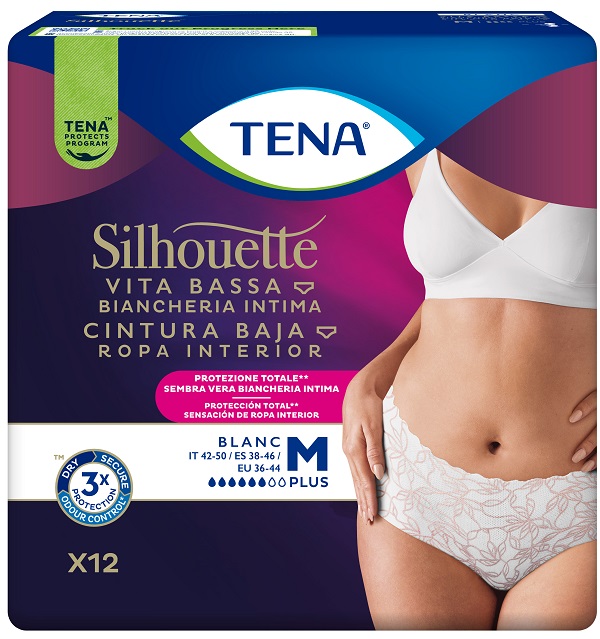 PANNOLONE A MUTANDINA ASSORBENTE TENA SILHOUETTE PLUS WHITE MEDIUM 12 PEZZI - doctorpill.it