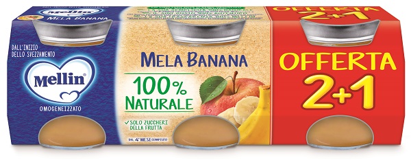MELLIN OMOGENEIZZATO MELA BANANA 3 PEZZI DA 100 G - doctorpill.it