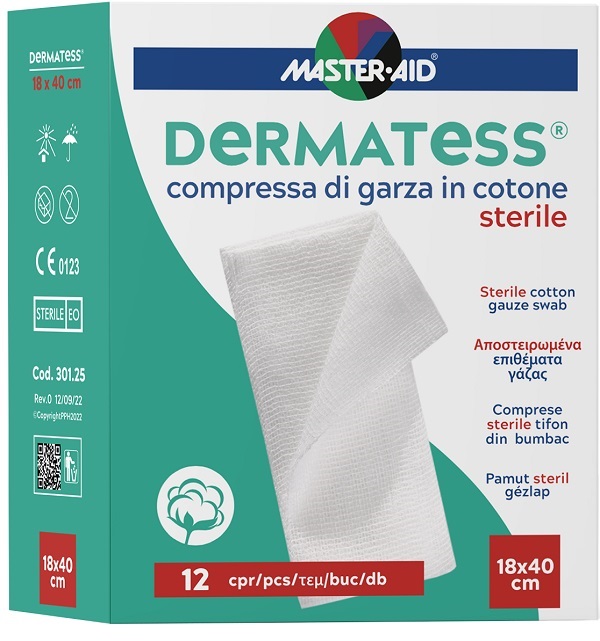 GARZA IDROFILA DERMATESS COTONE 18X40 12 PEZZI - doctorpill.it