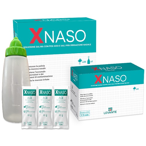 SOLUZIONE SALINA CON PEG 3350 E SALI PER IRRIGAZIONE NASALE XNASO 30 BUSTINE + 1 EROGATORE - doctorpill.it