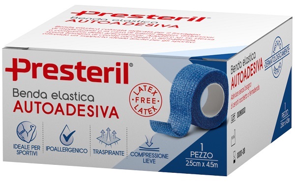 BENDA ELASTICA AUTOADESIVA LATEX FREE PRESTERIL CM 2,5X4,5 M TESI BLU - doctorpill.it