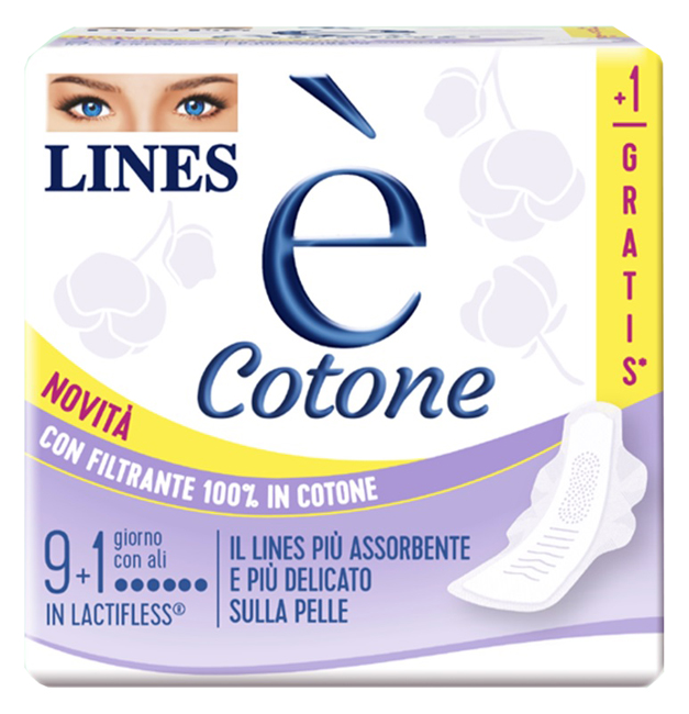 LINES E' COTONE ALI ASSORBENTE ESTERNO 9 + 1 PEZZI - doctorpill.it