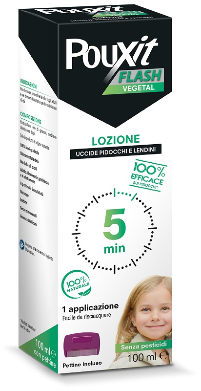 POUXIT FLASH VEGETAL LOZIONE PIDOCCHI E LENDINI 100 ML CON PETTINE - doctorpill.it