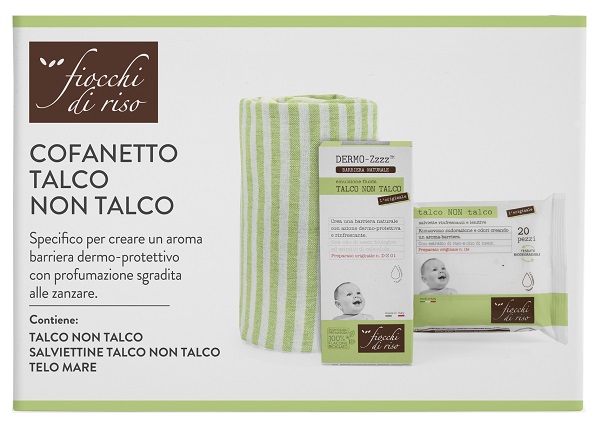 FIOCCHI DI RISO COFANETTO TALCO NON TALCO 1 EMULSIONE TALCO NON TALCO 120 ML + 1 SALVIETTE TALCO NON TALCO + 1 TELO MARE - doctorpill.it
